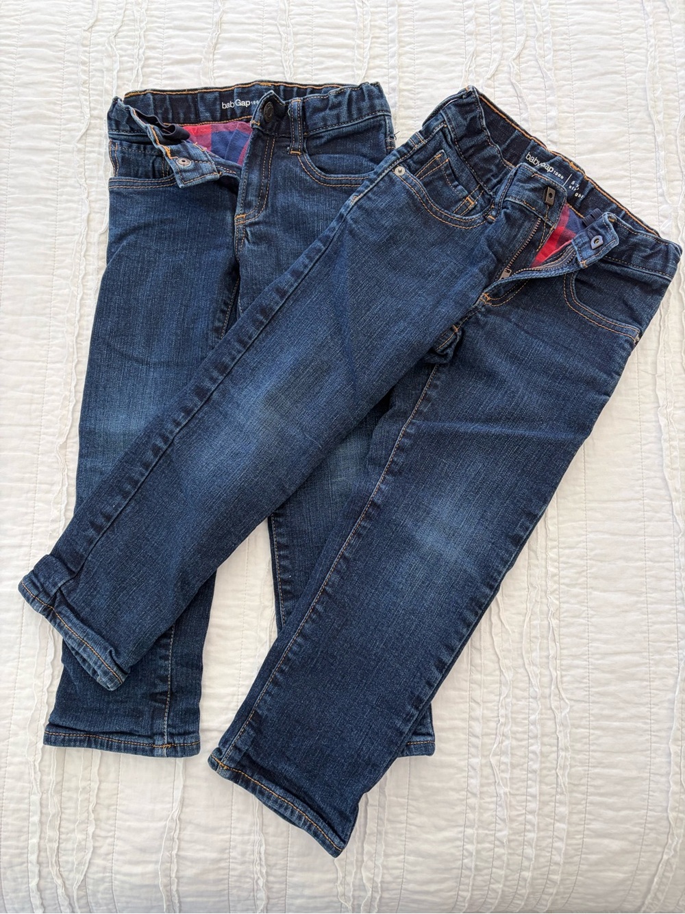 GAP Kids Flannel Lined Dark Blue Denim Jeans - Pair